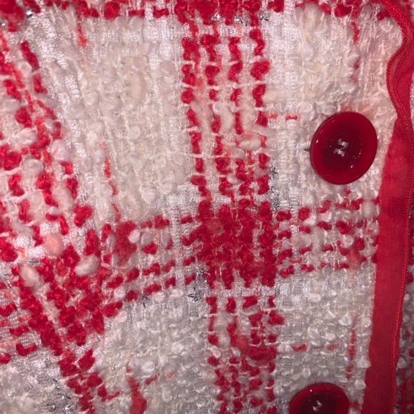 Hauber Red White Tweed Metallic Blazer Alpaca Wool Blend 8 - Picture 6 of 13